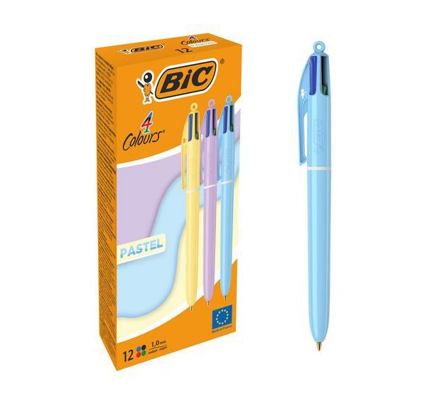 Stylo-bille 4 couleurs corps Pastel-3 coloris assortis - Bic