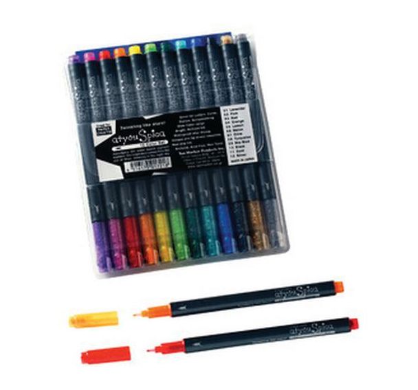 Stylo à paillettes Glitter Pen Set A, étui 12 couleurs