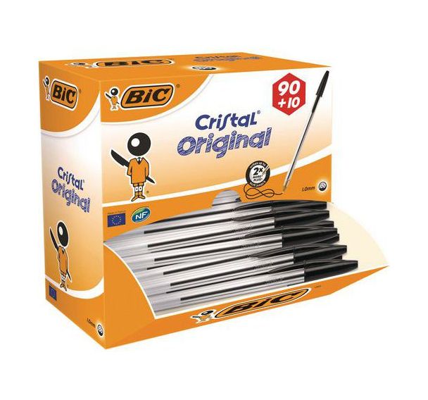 Stylo bille à capuchon Cristal - Boîte de 90 + 10 offerts - Bic®