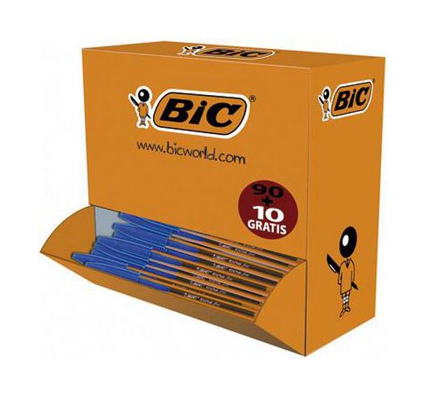 Stylo bille pointe fine Bic (Pack collectivité de 100) bleu