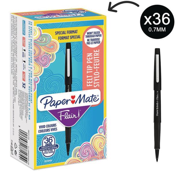 Stylo feutre Flair original - Format économique 30+6 - Papermate