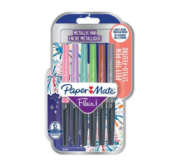 Stylo feutre Paper Mate Flair Metallic assortis lot de 6 - P