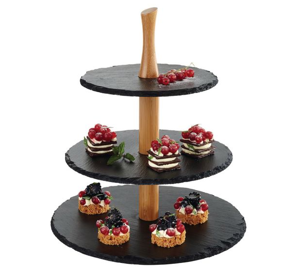 Support gâteau en ardoise noir