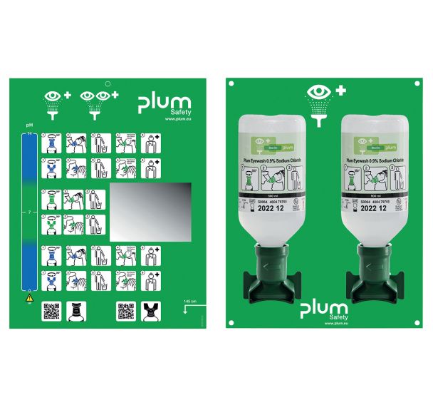 Support lavage oculaire double + 2 flacons corps étrangers 500ml2-Plum