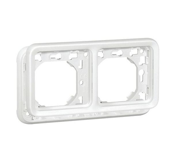 Support plaque 2 postes horizontaux blanc antimicrobien