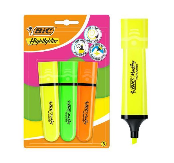 Surligneur plat Bic Marking Fluo - Pointe biseautée - Bic