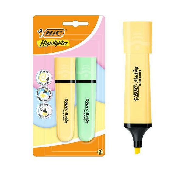 Surligneur plat Bic Marking Pastel Pointe biseautée - Bic