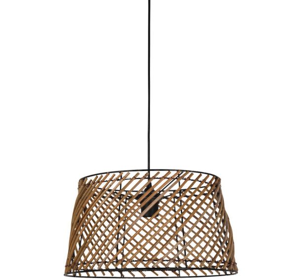 Suspension Kendari forme dôme Ø36 en métal / rotin