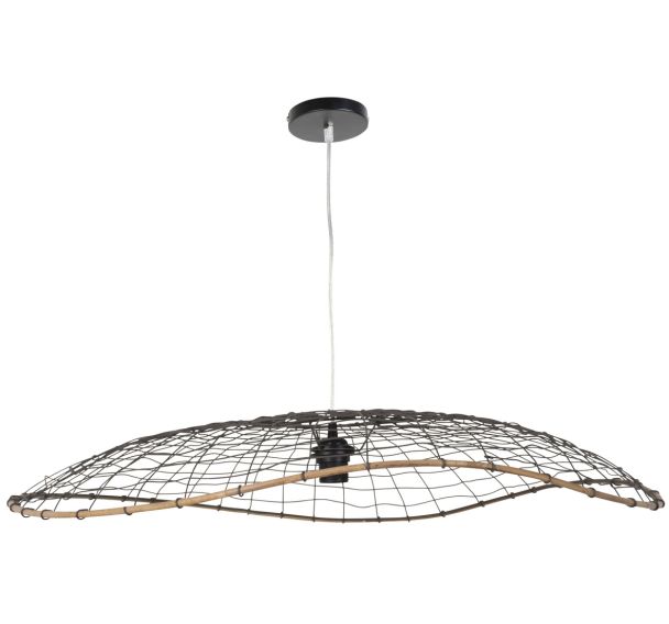 Suspension Lanka xxl en métal et bambou anthraite