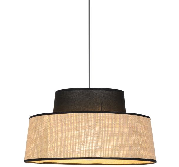 Suspension Mallorca 2 coniques en coton en raphia Ø38 cm noir Corep