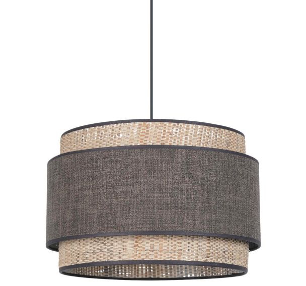 Suspension Milo cylindre bi-matière en coton et raphia Ø38 cm Corep