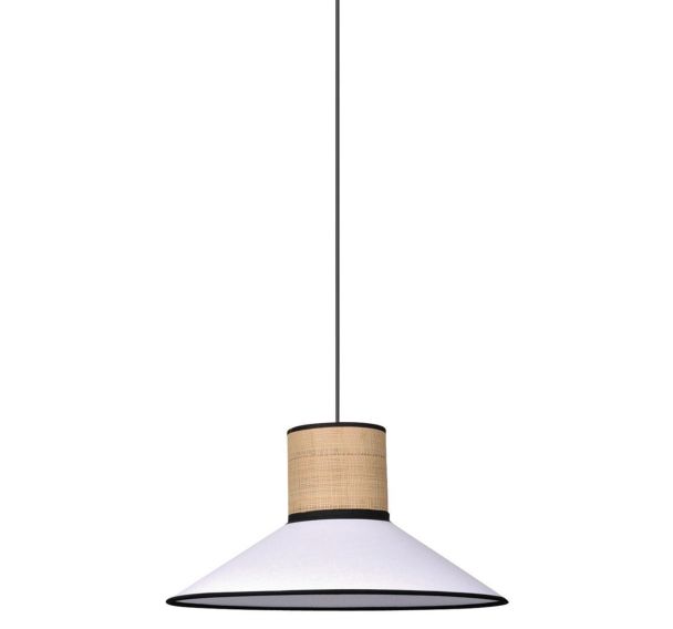 Suspension Pennsy conique bi-matière cannage / blanc