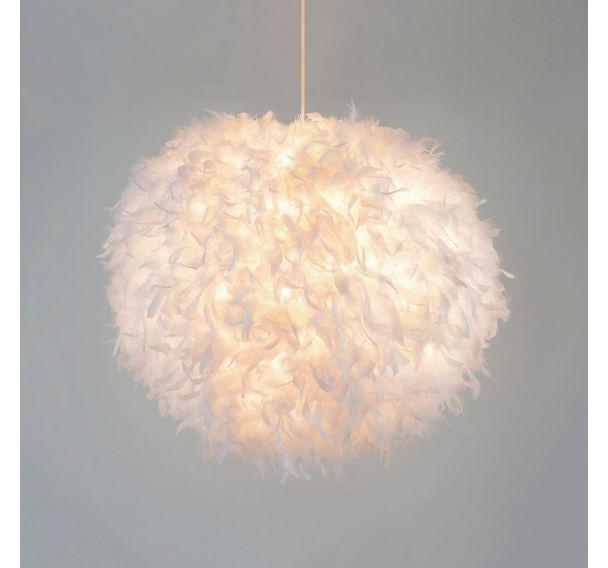 Suspension boule en plumes véritables blanc
