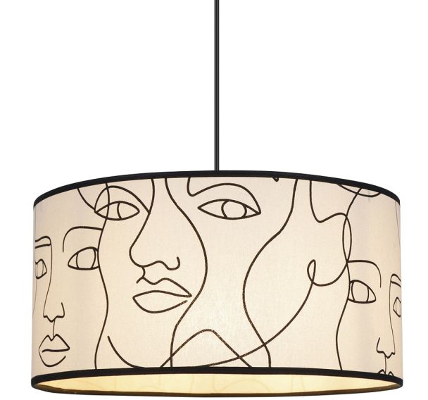 Suspension cylindre en coton imprimé ''Visages'' Ø38 cm imprime blanc Corep