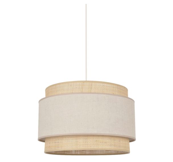 Suspension double cylindre bi-matière bi-matière en pyla et raphia