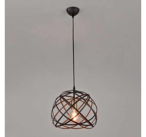 Suspension forme boule en métal filaire Ø 30 cm rouille