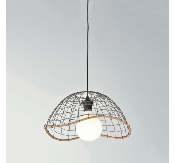 Suspension forme dôme en métal tressé anthracite