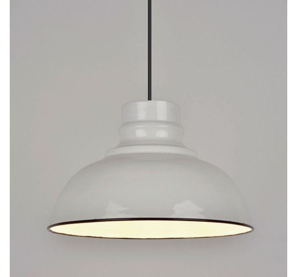 Suspension forme dôme en tôle émaillée blanc