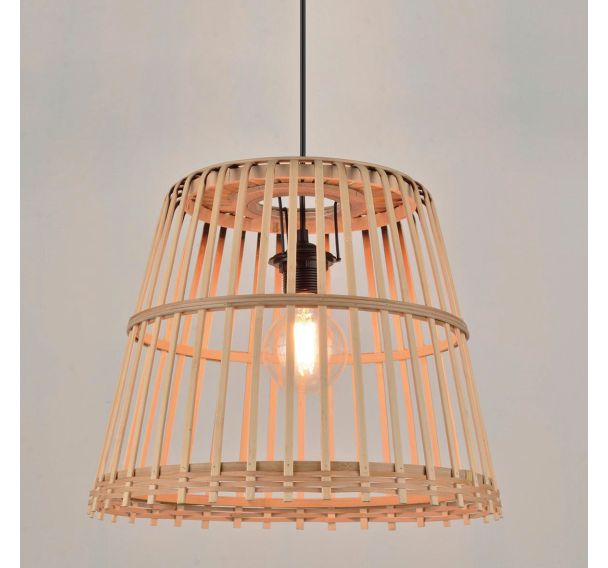 Suspension forme tambour en bambou naturel