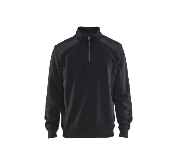 Sweat à col camionneur bicolore de grande taille en noir - Blåkläder