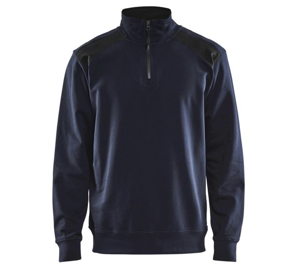 Sweat col camionneur bicolore marine foncé/noir