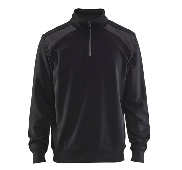 Sweat col camionneur bicolore noir/gris foncé