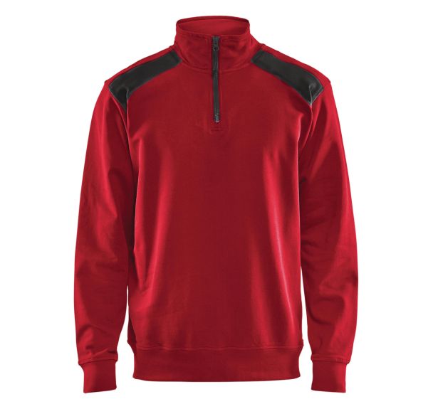 Sweat col camionneur bicolore rouge/noir