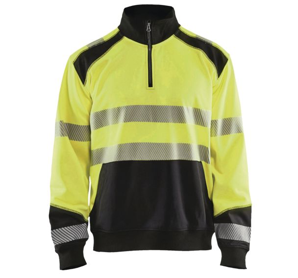 Sweat col camionneur haute visibilité jaune fluorescent/noir
