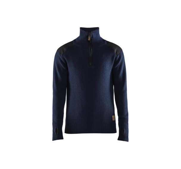 Sweat de travail en laine col zippé marine Gris T : XXL