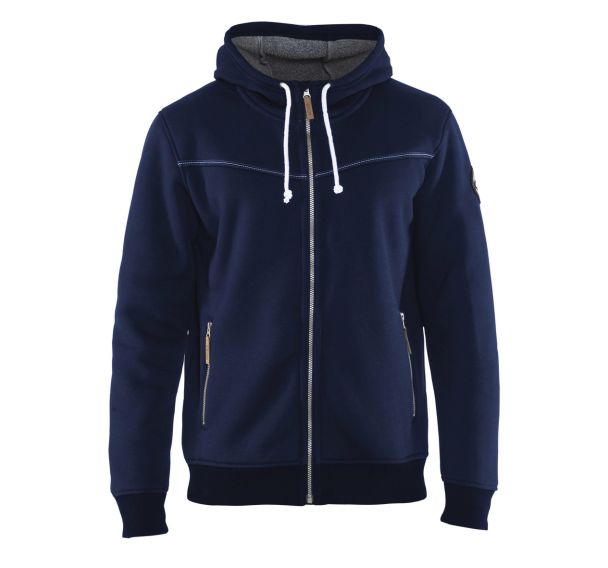 Sweat zippé à capuche doublure thermique marine