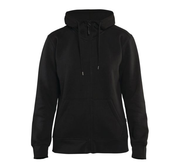 Sweat zippé à capuche femme noir, bas resséré
