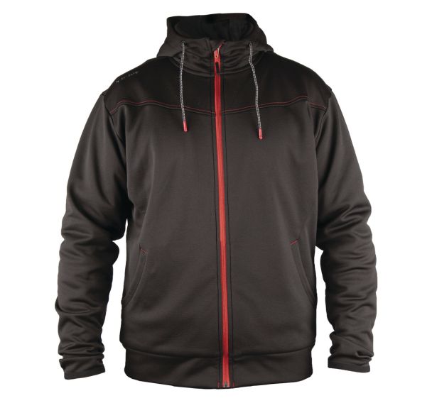 Sweat zippé à capuche noir/rouge