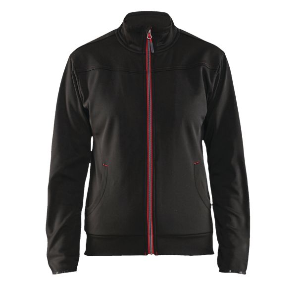 Sweat zippé femme noir/rouge