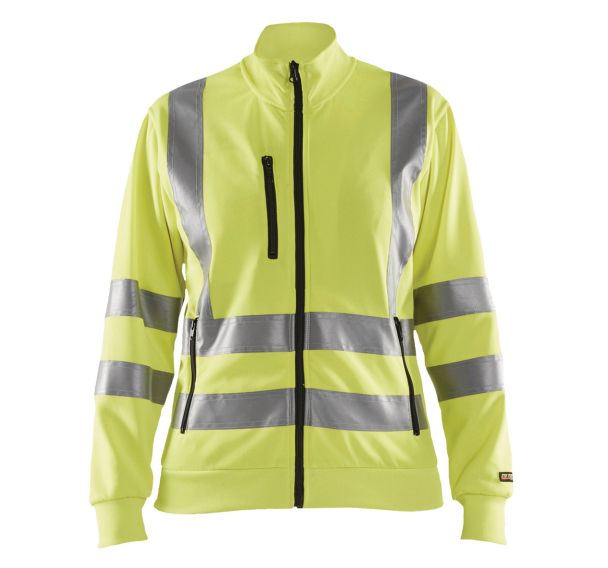 Sweat zippé haute visibilité femme jaune fluorescent