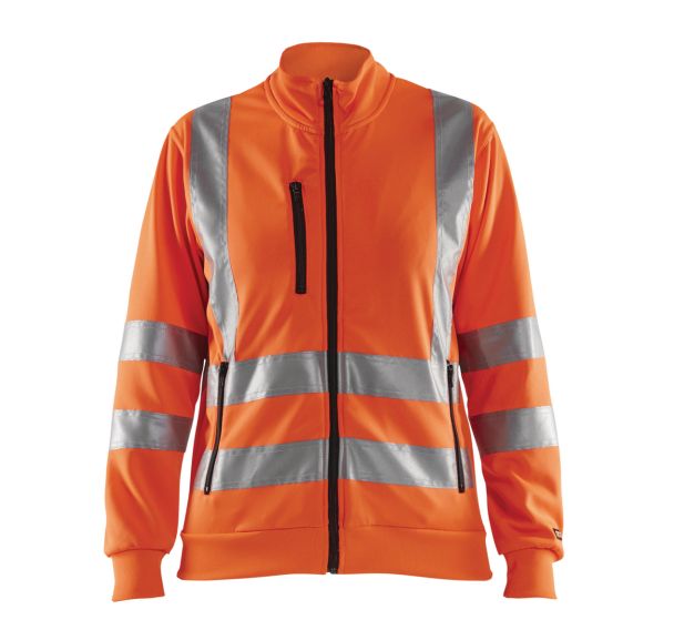 Sweat zippé haute visibilité femme orange fluorescent