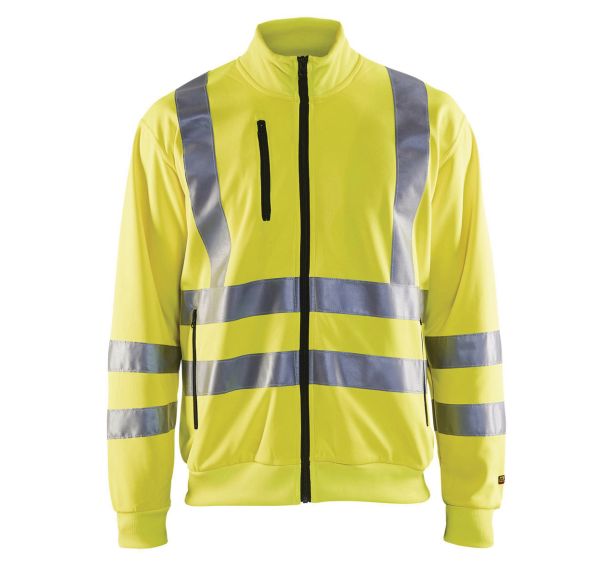 Sweat zippé haute visibilité jaune fluorescent