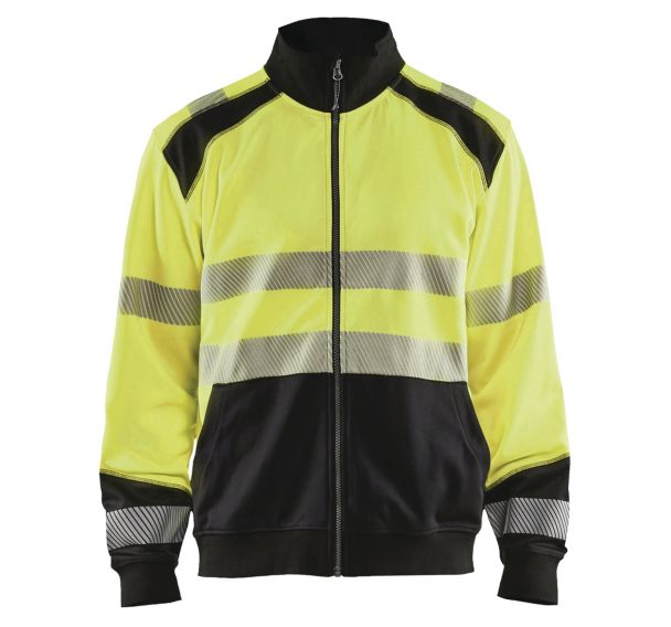 Sweat zippé haute visibilité jaune fluorescent/noir