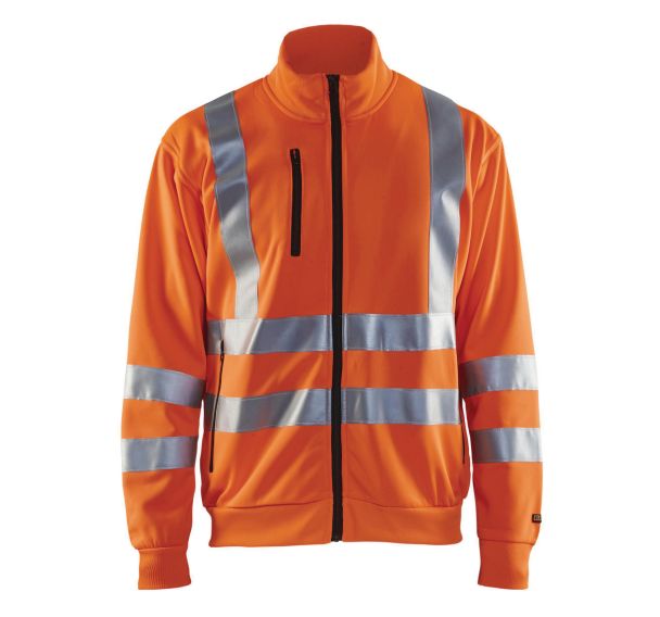 Sweat zippé haute visibilité orange fluorescent