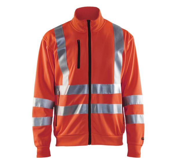 Sweat zippé haute visibilité rouge fluorescent