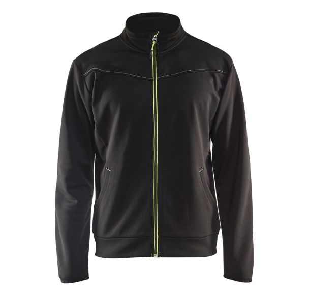 Sweat zippé noir/jaune fluorescent
