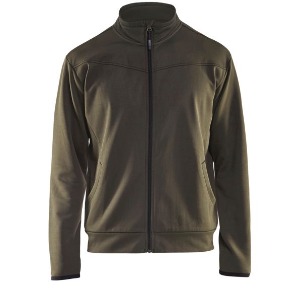 Sweat zippé vert olive/noir