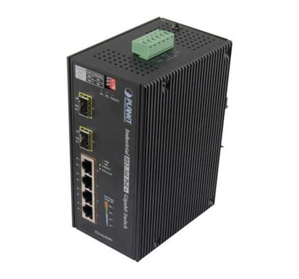 Switch industriel 4P Gigabit PoE+ avec 2 SFP 1G/100FX