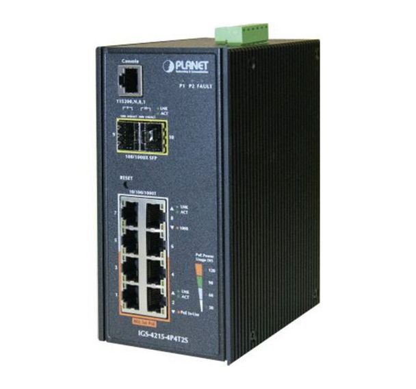 Switch industriel 8P Giga 4 PoE+ avec 2 SFP -40/75°