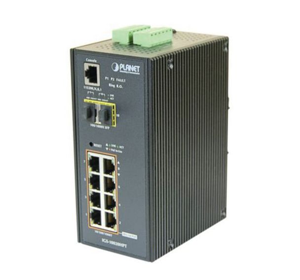 Switch industriel L2 8 Giga PoE+ avec 2 sfp 100FX/1G