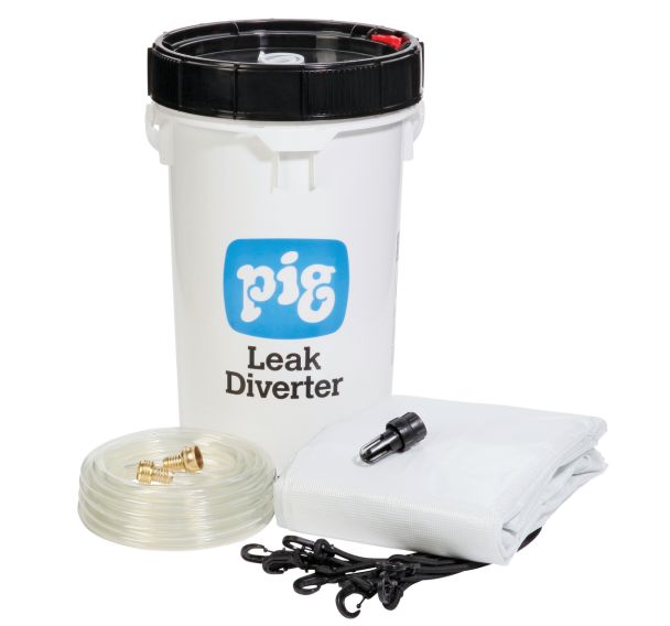 Système de déviation de fuites pour toits - Avec seau