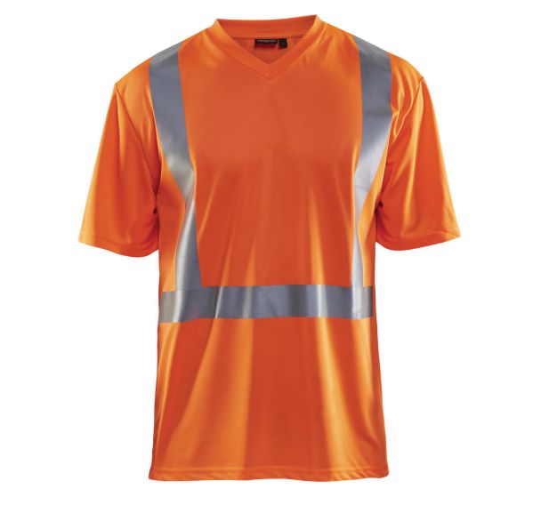 T-Shirt haute visibilité col en V anti-UV anti-odeur orange
