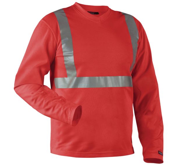 T-Shirt manches longues haute visibilité col en V anti-odeur rouge
