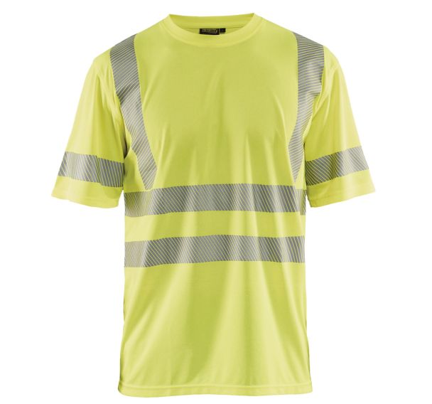 T-shirt anti-UV haute visibilité jaune fluorescent, col rond