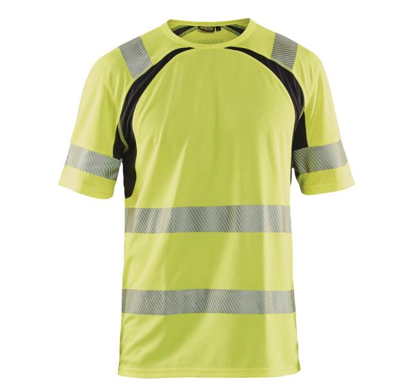 T-shirt anti-UV haute visibilité jaune fluorescent/noir