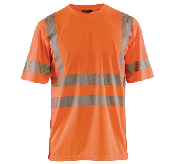 T-shirt anti-UV haute visibilité orange fluorescent, col rond